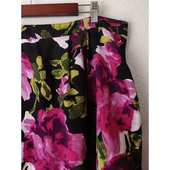 Jodi Kristopher Black Pink Floral Print High-Lo Hem Floor Length Formal Skirt 18 - Picture 2 of 7